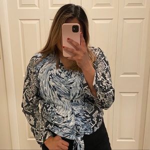 MICHAEL KORS Snake Print Button Down Blouse